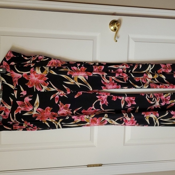 Joseph Ribkoff black floral Valentina Flare palazzo pants wide leg size … - Picture 2 of 14
